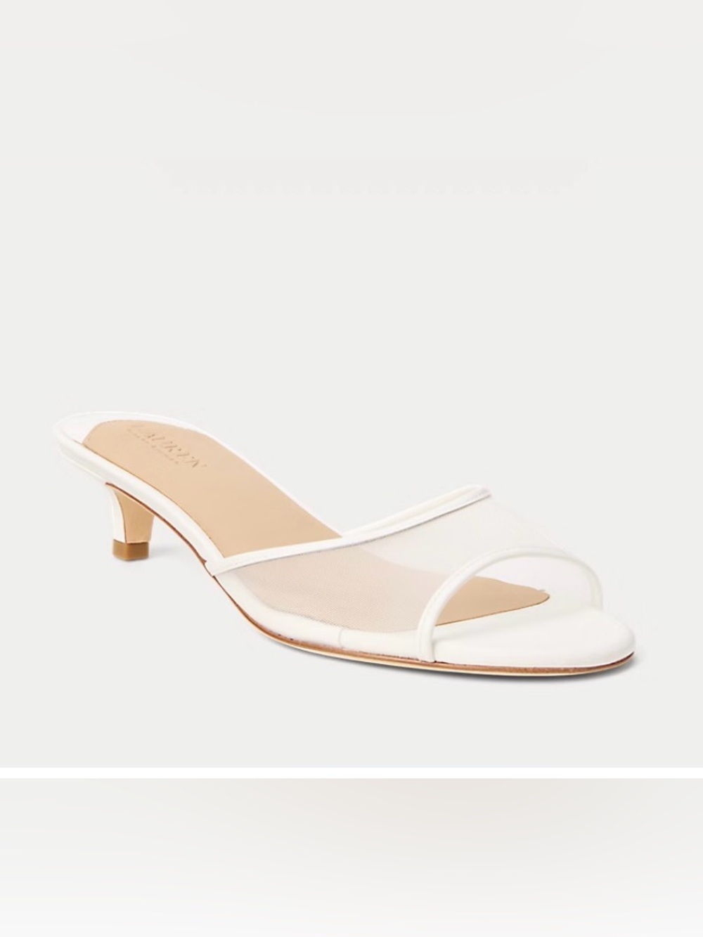 Ralph Lauren White Mesh Slingback Kitten Heel Mule - Picture 2 of 4